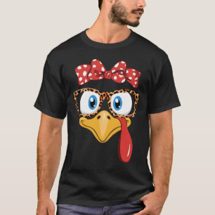 Kerstmis Kalkoen Luipaard Gles Cadeaus Dame Vrouwe T-shirt