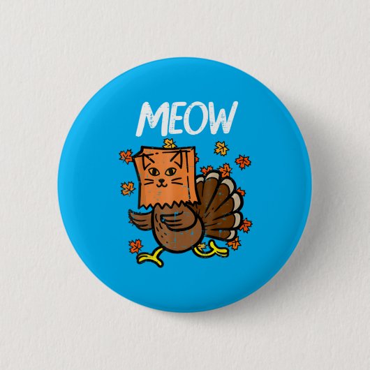 Kerstmis Kalkoen Meow Kat Hoofd Val Ronde Button 5,7 Cm (Voorkant)
