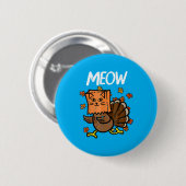 Kerstmis Kalkoen Meow Kat Hoofd Val Ronde Button 5,7 Cm (Voorkant /achterkant)