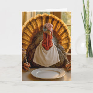 Kerstmis kalkoen met mes en vork kaart