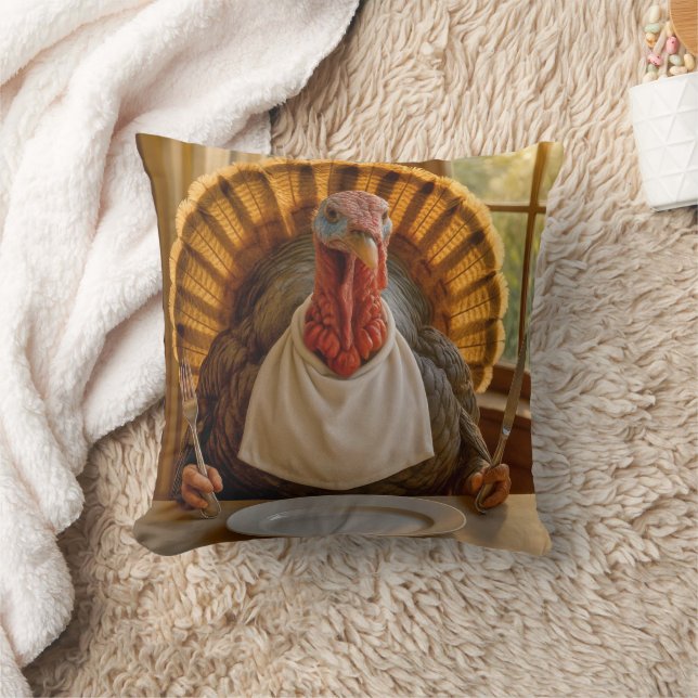 Kerstmis kalkoen met mes en vork kussen (Deken)