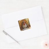 Kerstmis kalkoen met mes en vork vierkante sticker (Envelop)