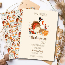 Kerstmis kalkoen met pompoenen, herfstloof kaart