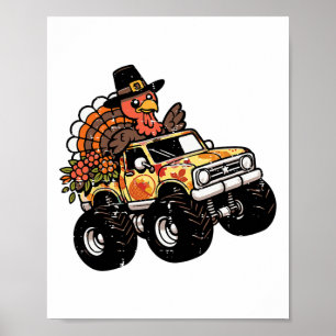Kerstmis Kalkoen Monster Truck Herfst Peuter Jonge Poster