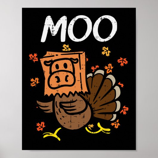 Kerstmis Kalkoen Moo Koe Hoofd Grappige Herfst Man Poster (Voorkant)