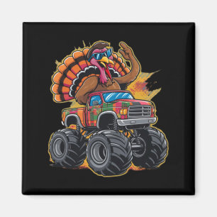 Kerstmis kalkoen rijdend monstertruck jongens kind magneet