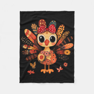 Kerstmis Kalkoen Schattig Coquette Strik Meisje Ki Fleece Deken