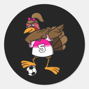 Kerstmis kalkoen shirt voor meisjes voetbal Dab Da Ronde Sticker