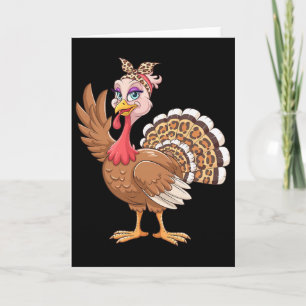 Kerstmis Kalkoen Vrouwen Meisje Luipaard Herfst Kaart