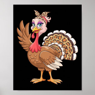 Kerstmis Kalkoen Vrouwen Meisje Luipaard Herfst Poster