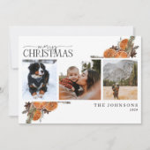 Kerstmis kalligrafie citrus botanische foto feestdagenkaart (Voorkant)
