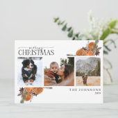 Kerstmis kalligrafie citrus botanische foto feestdagenkaart (Staand voorkant)