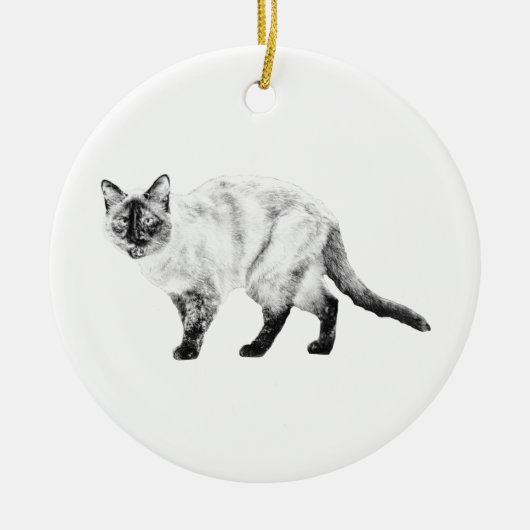 Kerstmis kalm, zachte kat ornament (Voorkant)