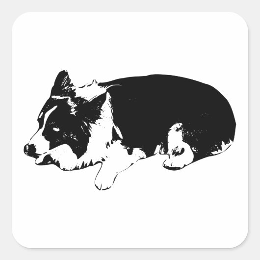 kerstmis kalme lik, corgi vierkante sticker (Voorkant)