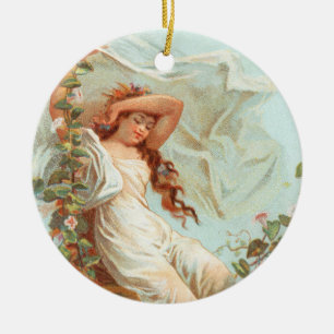Kerstmis kan helder en gelukkig zijn, antieke kaar keramisch ornament