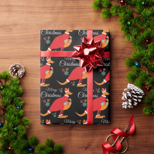 Kerstmis Kangoeroe Patroon Inpakpapier  (Feestdagen Geschenken)