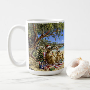 Kerstmis Kangoeroe Strand Picknick Prettig Kerstfe Koffiemok