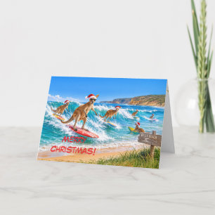 Kerstmis Kangoeroe Surfen Bells Beach Feestdagen Kaart