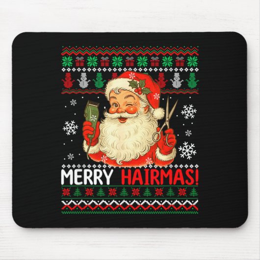 Kerstmis Kapsalon Sweater Kerstman Kapper Muismat (Voorkant)