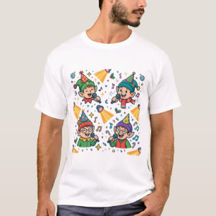 Kerstmis Karaoke Zingende Elfen Grappige Kunst T-shirt