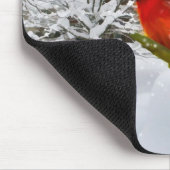 Kerstmis, Kardinaal Bird, Sneeuw, Mousepad Muismat (Hoek)