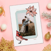 Kerstmis Kardinaal Geometrisch Fotoframe Folie Feestdagenkaart