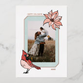 Kerstmis Kardinaal Geometrisch Fotoframe Folie Feestdagenkaart (Voorkant)