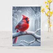Kerstmis kardinaal in sneeuwvlokken kaart (Gele Bloem)