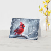 Kerstmis kardinaal met muzieknoten kaart (Gele Bloem)