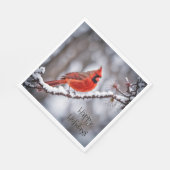 Kerstmis kardinaal op wintertak servet (Hoek)