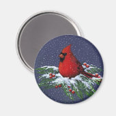 KERSTMIS: KARDINAAL: VOGEL: KUNST MAGNEET (Voorkant / Achterkant)