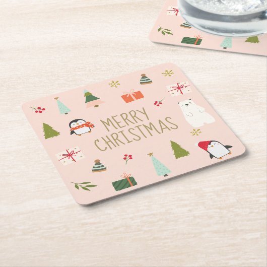 Kerstmis Kartonnen Onderzetters (Schuin)