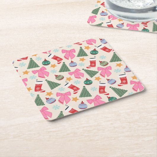 Kerstmis Kartonnen Onderzetters (Schuin)