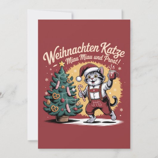 Kerstmis Kat - Christmas Cat Feestdagenkaart (Voorkant)