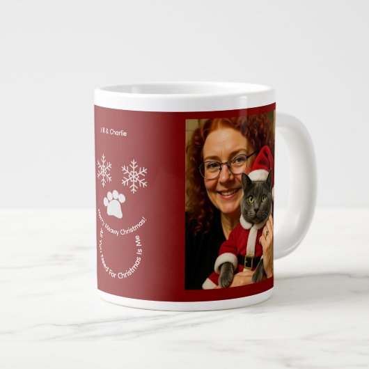 Kerstmis kat eigenaar foto speciale mok aanpassen (Voorkant rechts)