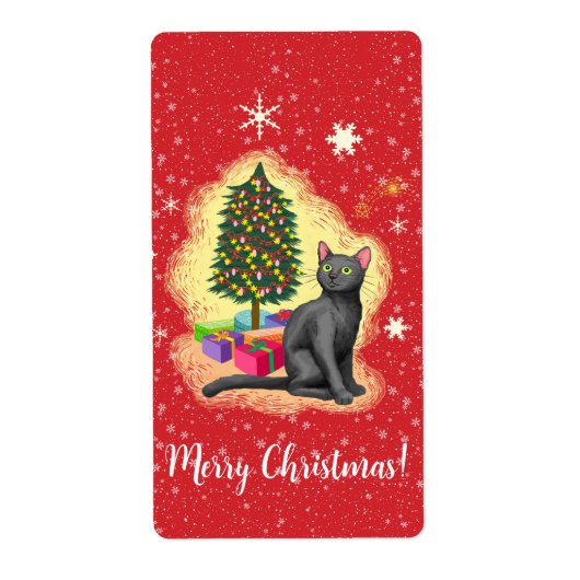 Kerstmis Kat Etiket (Voorkant)