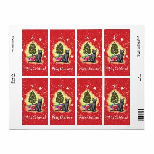 Kerstmis Kat Etiket (Full Sheet)