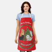 Kerstmis Kat Familie Schort  (Gedragen)