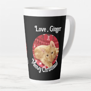 Kerstmis, Kat Foto, Aanpasbare Grote 17 oz  Latte Mok