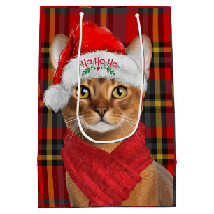 Kerstmis Kat Ho Ho Ho Kerstman Hoed Meowy Kerstmis Medium Cadeauzakje