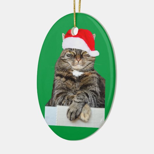 Kerstmis Kat Humbug Foto Ovaal Siervoorwerp Keramisch Ornament (Links)