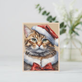 Kerstmis kat kerstkaart feestdagenkaart (Staand voorkant)
