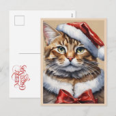 Kerstmis kat kerstkaart feestdagenkaart (Voorkant / Achterkant)