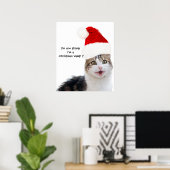 KERSTMIS KAT MET SANTA CLAUS HOED POSTER (Thuiskantoor)