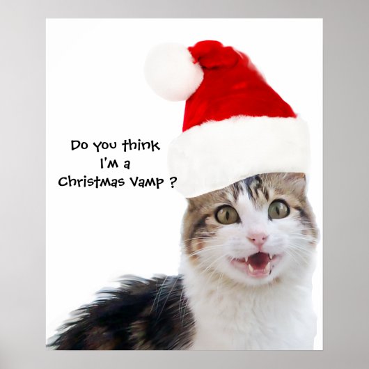 KERSTMIS KAT MET SANTA CLAUS HOED POSTER (Voorkant)