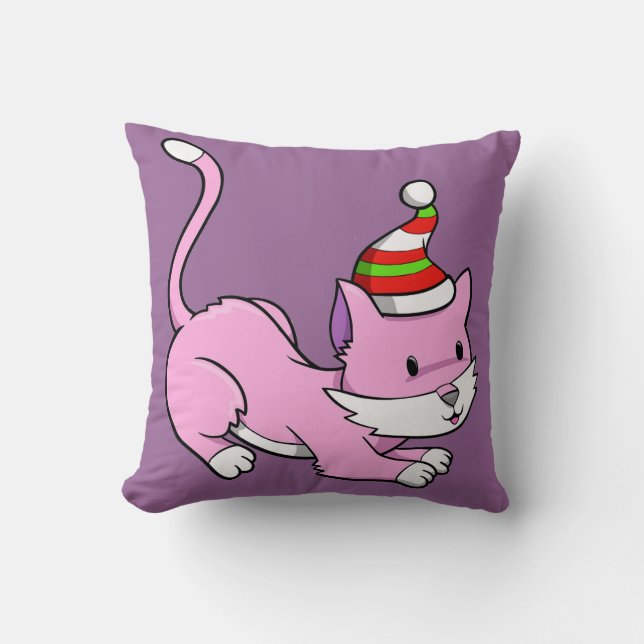 Kerstmis Kat "Molly" Pillow Kussen (Voorkant)