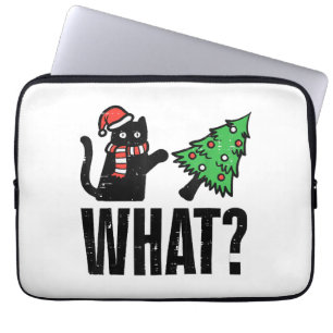 Kerstmis Kat Omkiepende Kerstmis Boom Grappig Laptop Sleeve