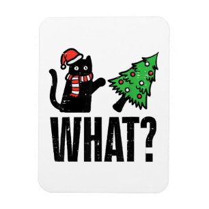 Kerstmis Kat Omkiepende Kerstmis Boom Grappig Magneet