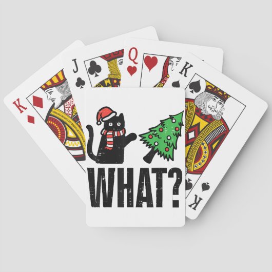 Kerstmis Kat Omkiepende Kerstmis Boom Grappig Pokerkaarten (Achterkant)