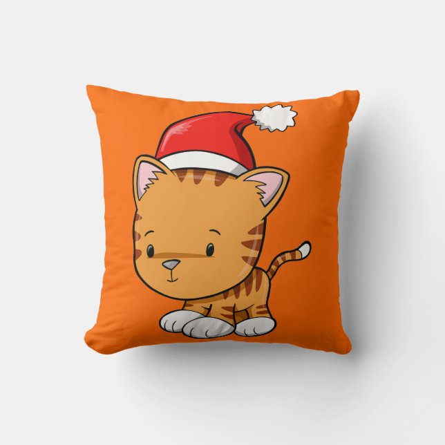 Kerstmis Kat "Pumpkin" Pillow Kussen (Voorkant)